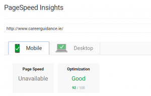 Page Speed - Career Guidance Website - Mobile - 92%