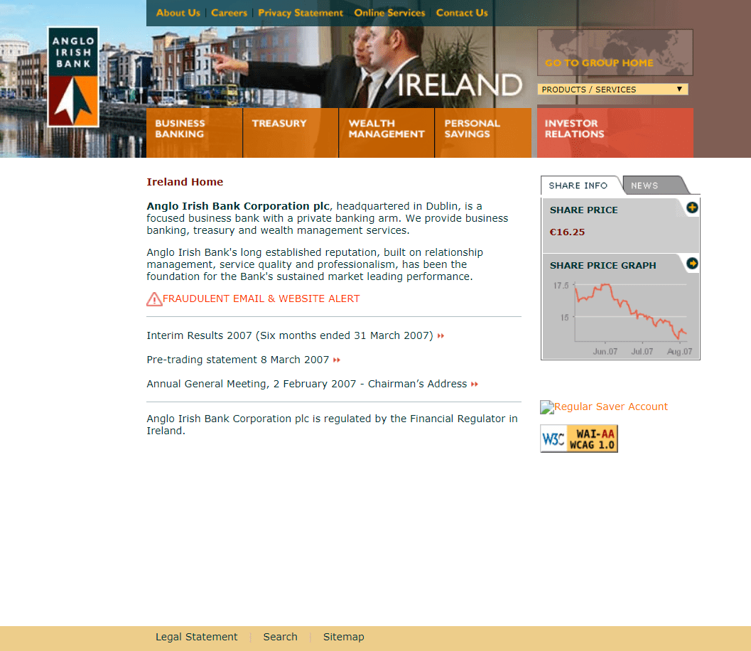 Webdesign - Anglo Irish Bank