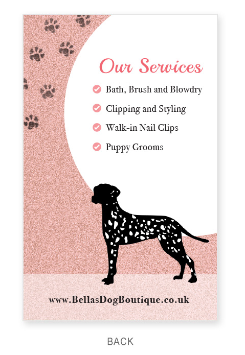 Business Card - Bellas Dog Boutique - Back