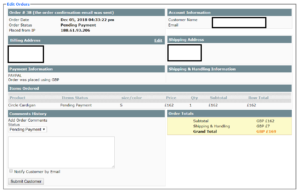 Backend Ordering System – Individual Orders